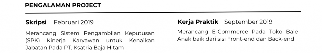 Pengalaman Project di CV