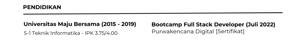 Riwayat Pendidikan CV