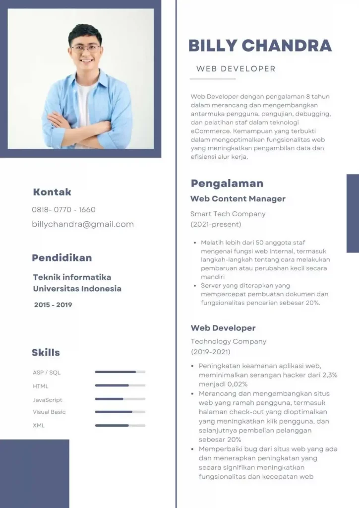 Contoh CV Backend Developer Profesional