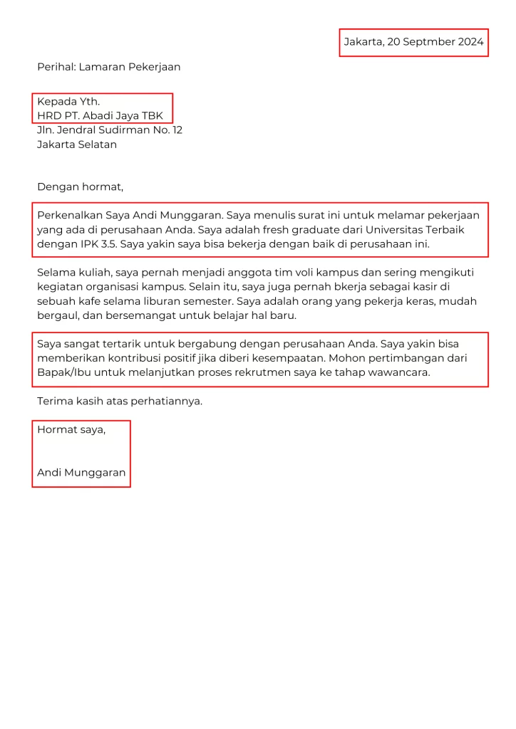 Contoh kesalahan dalam menulis surat lamaran kerja